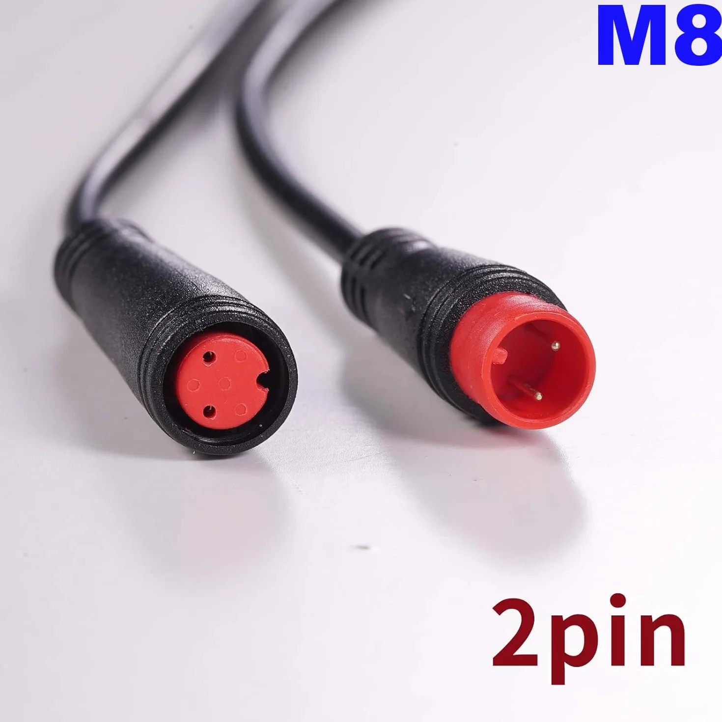 RUNCCI-YUN 2 szt. Przedłużacz Roweru Elektrycznego 2 Piny, Elektryczny Kabel Rowerowy Żeński i Męski, Wodoodporne Złącze 2 Pin do E-Bike Light/Ebrake -50CM