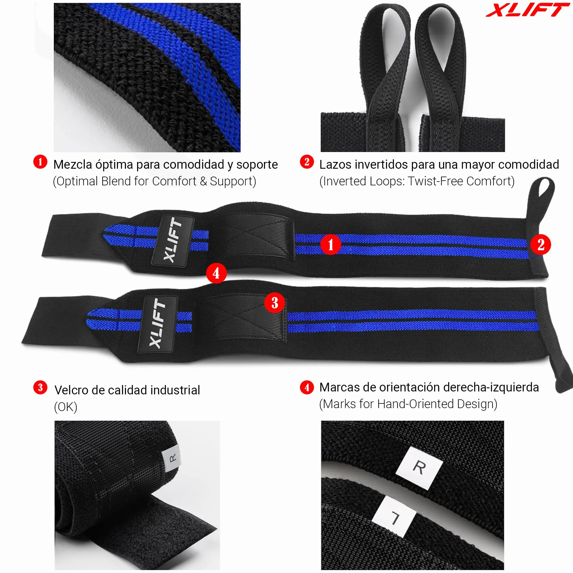XLIFT 2 opaski gimnastyczne - Crossfit Nadgarstki - Akcesoria Gym - Nadgarstek do podnoszenia ciężarów - Wrist Wraps - Sportowe opaski na rękę dla mężczyzn i kobiet