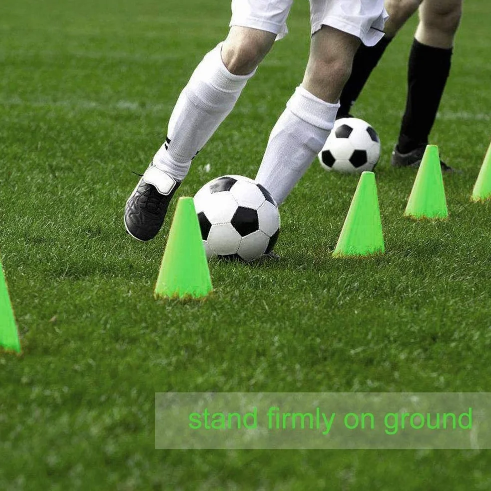 Sportowe pachołki drogowe, 10 szt.Piłki treningowe Pachołki Markery Pachołki drogowe Dobrze widoczne bariery piłkarskie Szyszki sygnałowe treningowe Stożek zwinności (zielony)