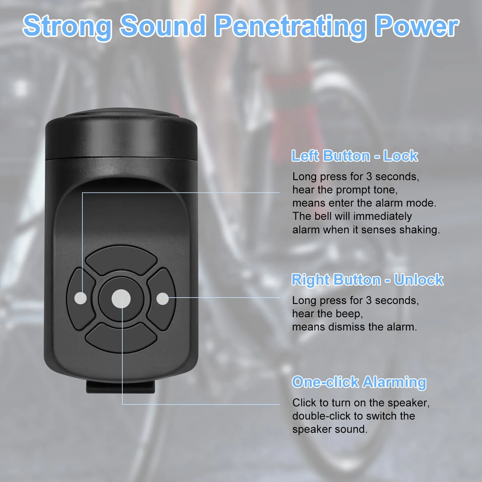 Flintronic Elektryczny dzwonek rowerowy, elektroniczny alarm klaksonowy, dzwonek rowerowy 120 dB, wodoodporny IPX4, przenośny klakson rowerowy USB do ładowania, z alarmem, 4 tryby dzwonka, czarny