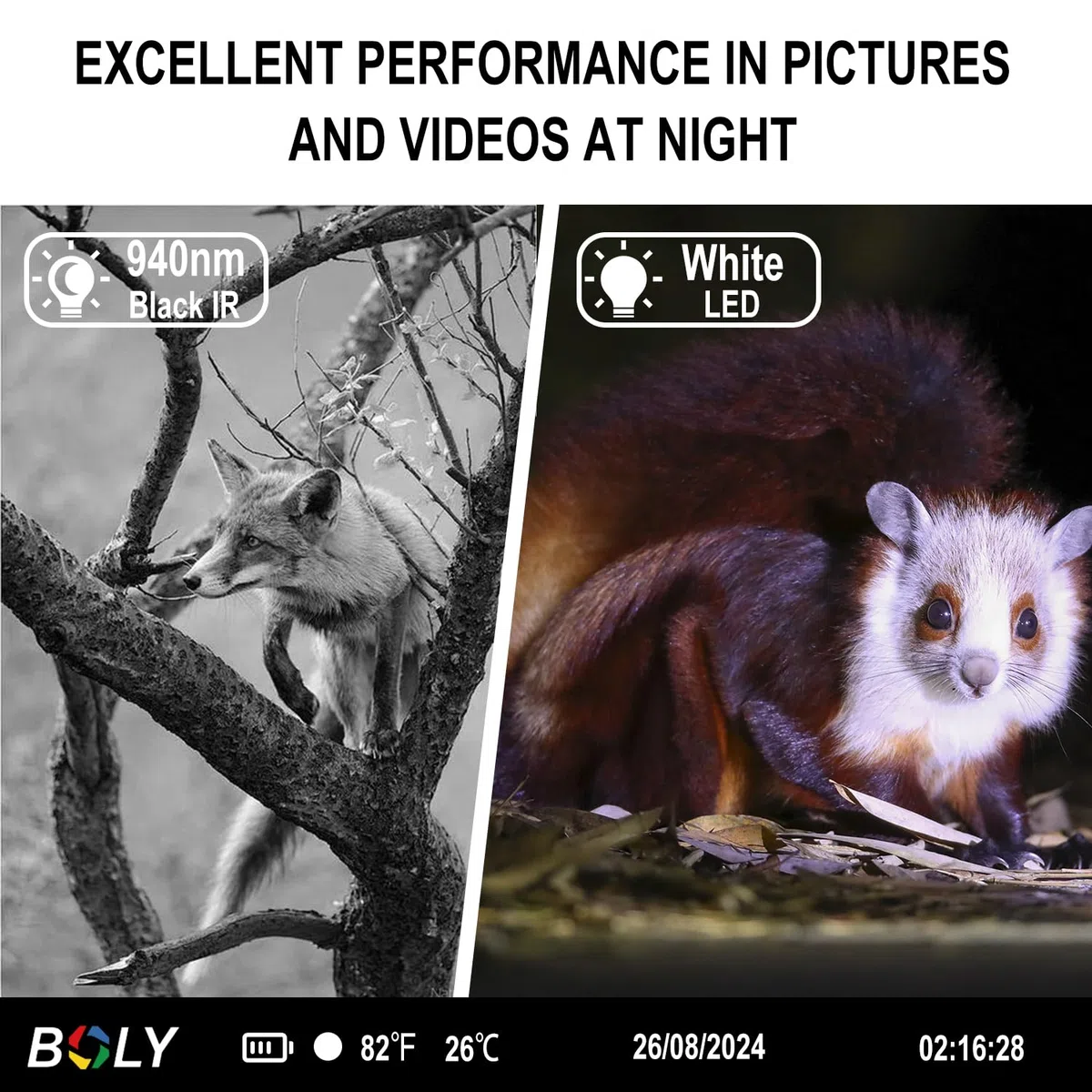 Bolyguard Kamera myśliwska 37MP HD 4K kamera na podczerwień z noktowizorem zewnętrznym czujnikiem ruchu polowanie kamera nadzorująca IP65 wodoodporna