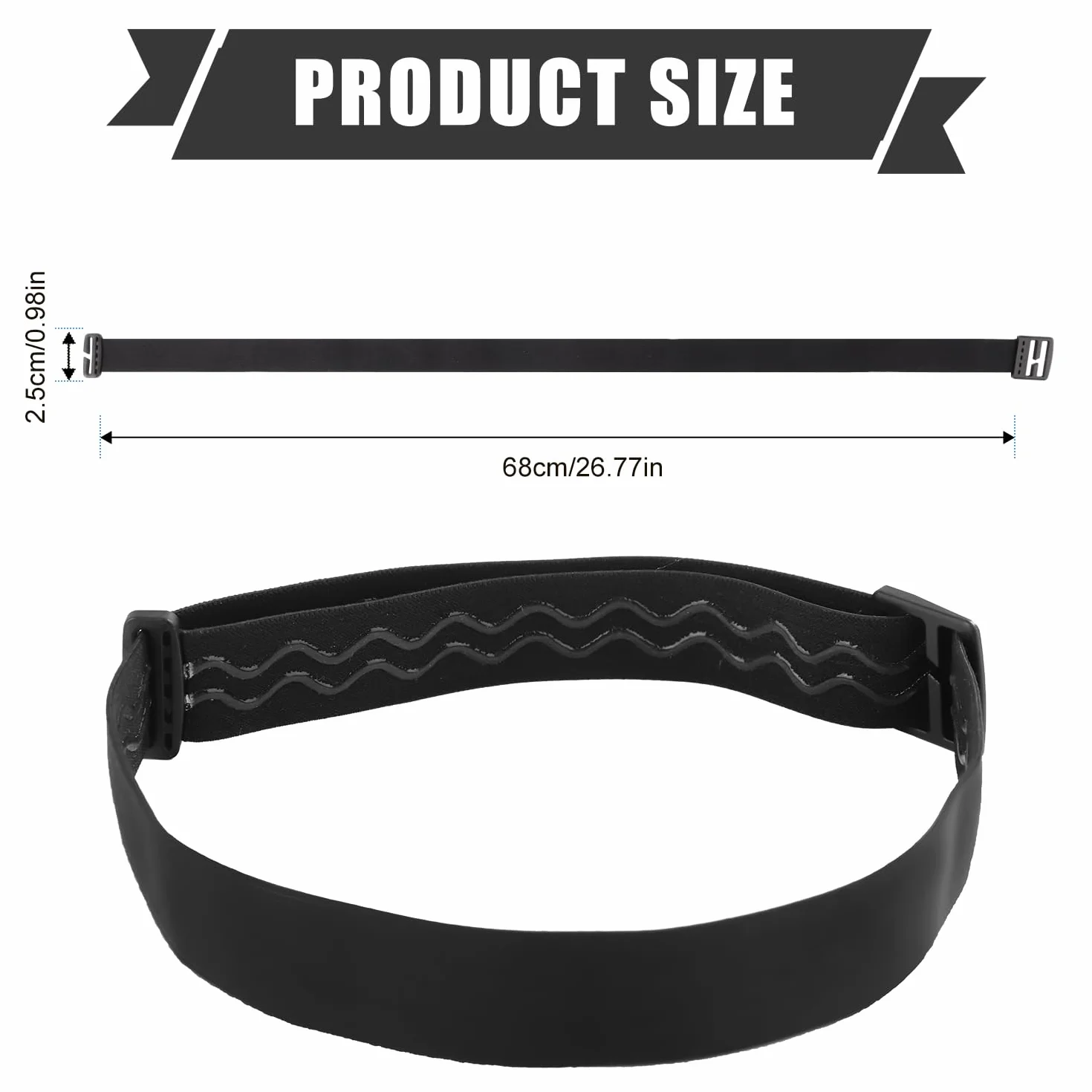 Elastyczny Pasek na Czolówke, Czarny Wymienny Pasek na Czolówke Wygodny Pasek na Czolówke Pasuje do Wiekszosci Modeli Black Diamond Petzl Princeton Tec Energizer Fenix Pelican Streamlight