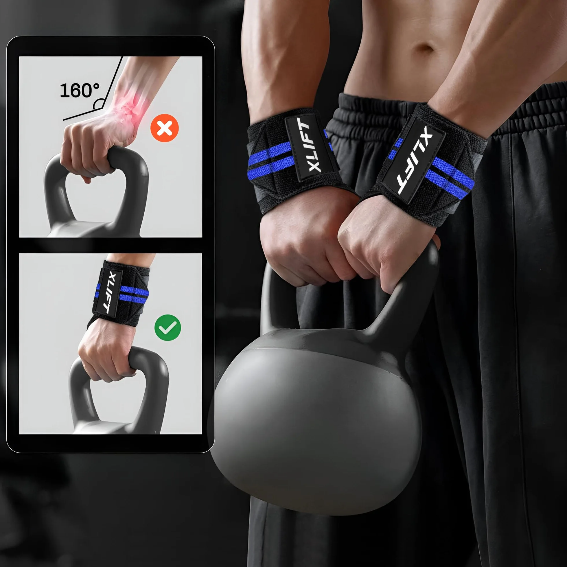 XLIFT 2 opaski gimnastyczne - Crossfit Nadgarstki - Akcesoria Gym - Nadgarstek do podnoszenia ciężarów - Wrist Wraps - Sportowe opaski na rękę dla mężczyzn i kobiet
