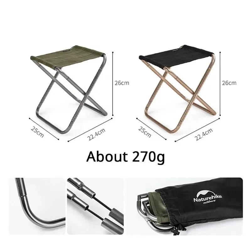 Przenośny mały niski taboret aluminiowy na plażę(Black)