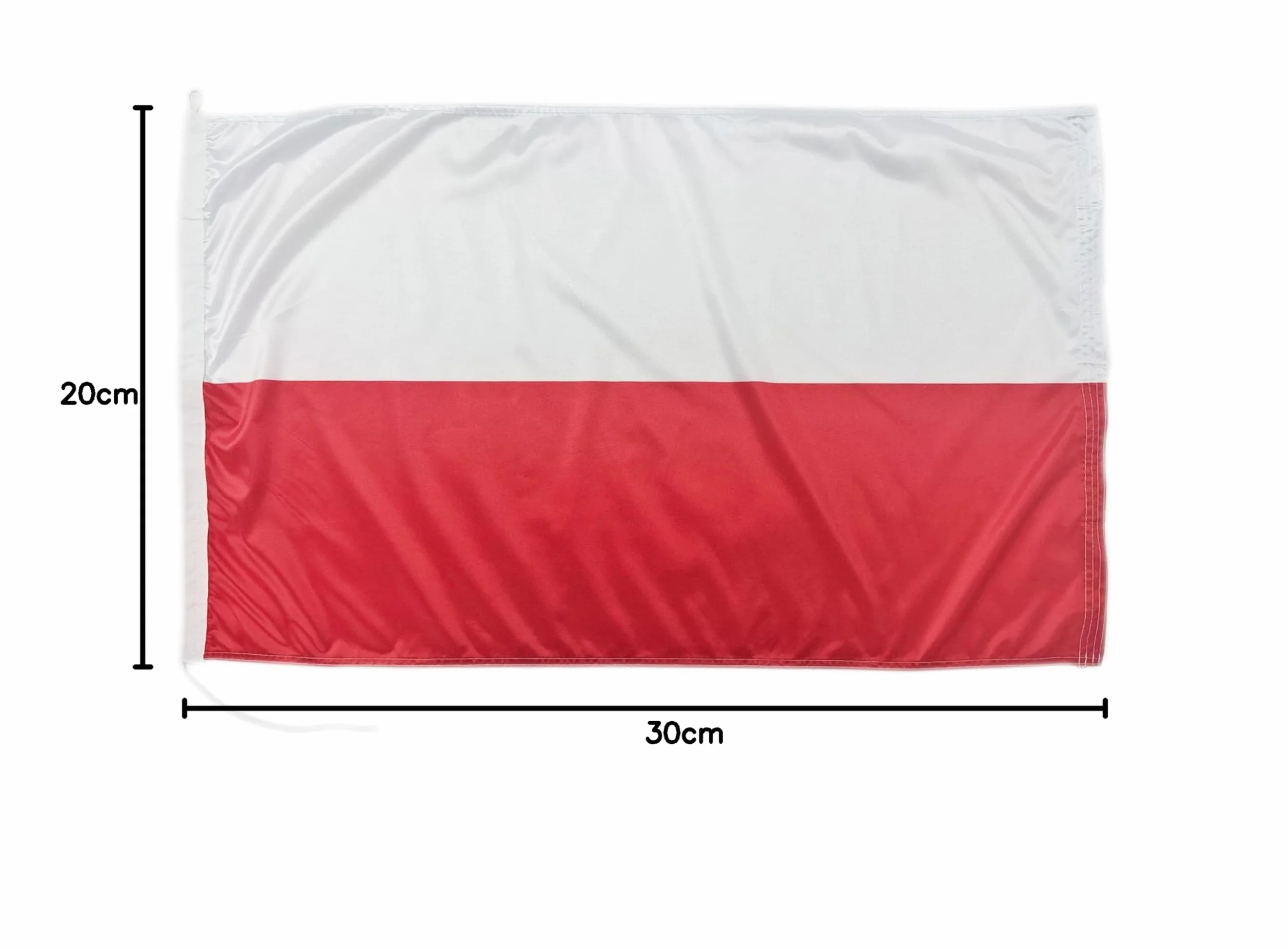 Polska flaga na łódź 60 x 90 cm. Gramatura materiału – zadrukowana, wytrzymała, z dzianiny i pętelką, flaga żeglarska, 60 x 90 cm (Polska)