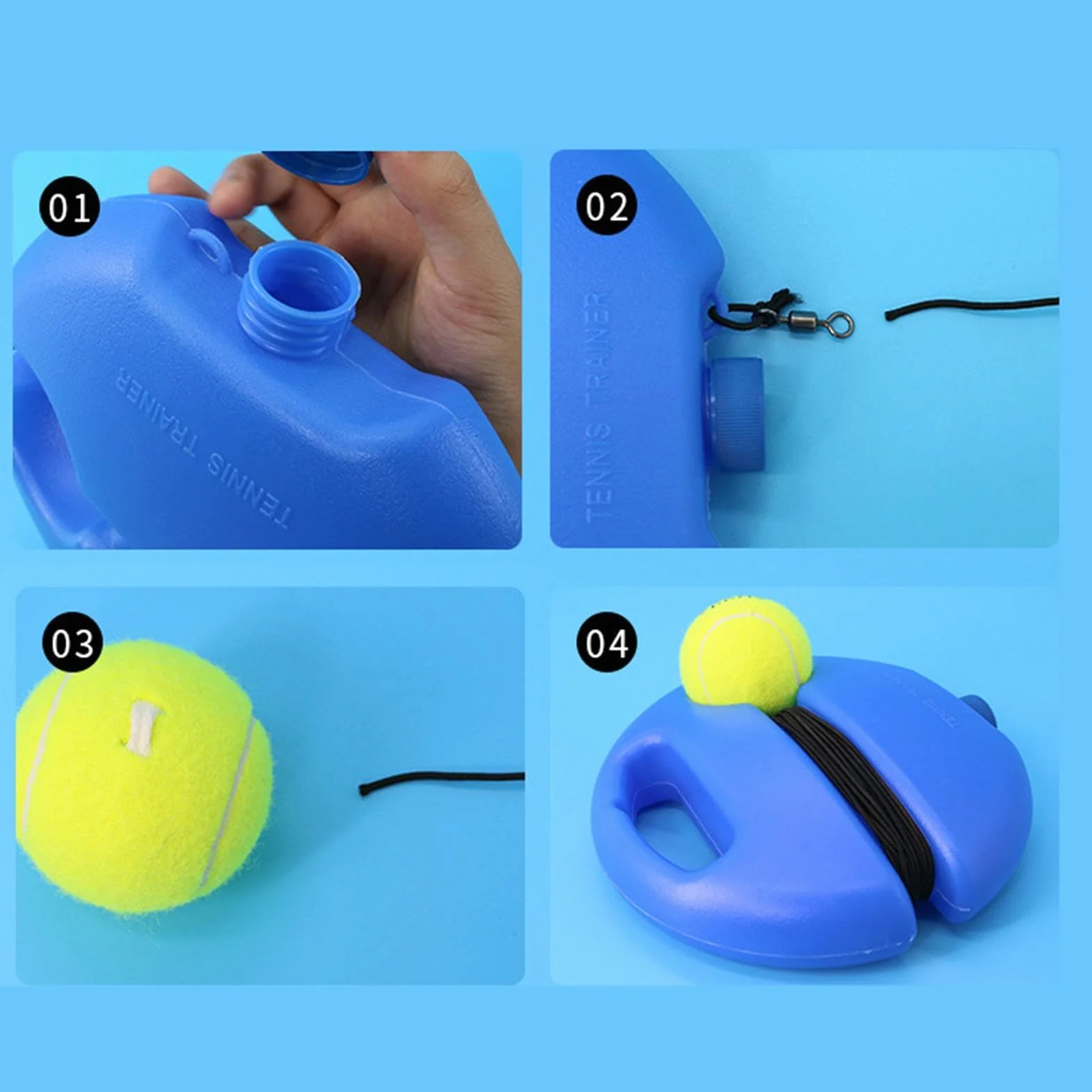 Tennis Trainer Solo Bounce Device - Portable Tennis Training Tool | Rebound Ball Trainer for Beginners Adults Home Gym Backyard Indoor Outdoor Court Practice with Reliable Elastic Cord Design