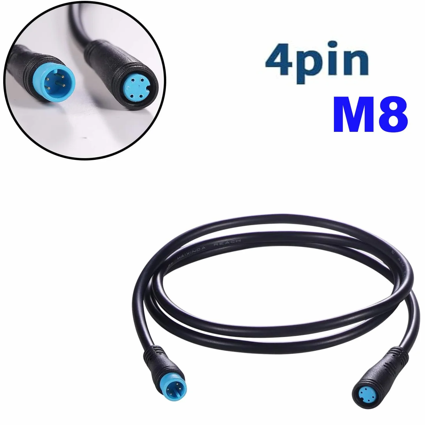 RUNCCI-YUN Przedłużacz do roweru elektrycznego 4 pin,Elektryczny kabel rowerowy żeński i but,Wodoodporne złącze 4-pinowe do roweru elektrycznego/Ebrake -50CM