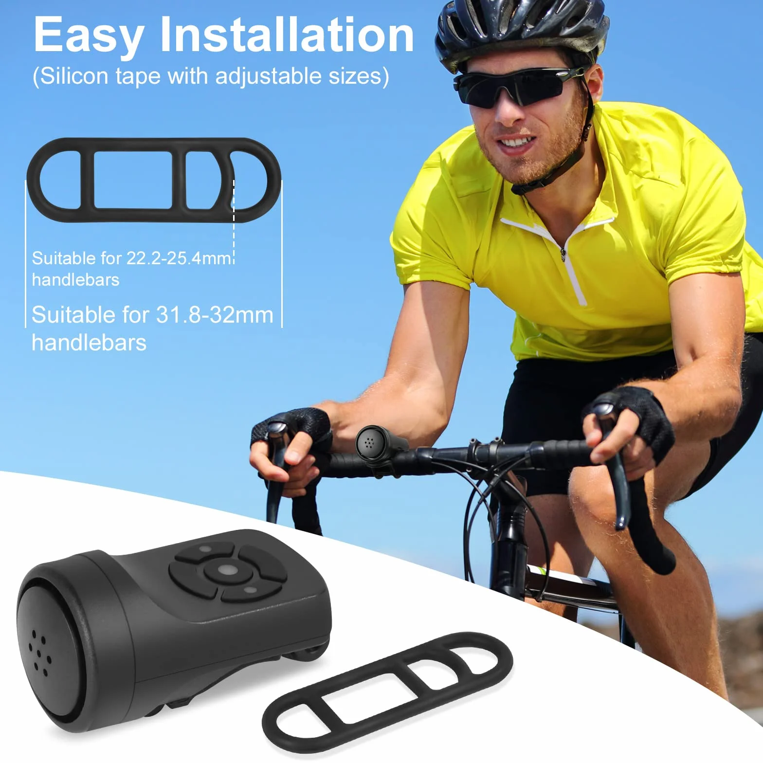 Flintronic Elektryczny dzwonek rowerowy, elektroniczny alarm klaksonowy, dzwonek rowerowy 120 dB, wodoodporny IPX4, przenośny klakson rowerowy USB do ładowania, z alarmem, 4 tryby dzwonka, czarny