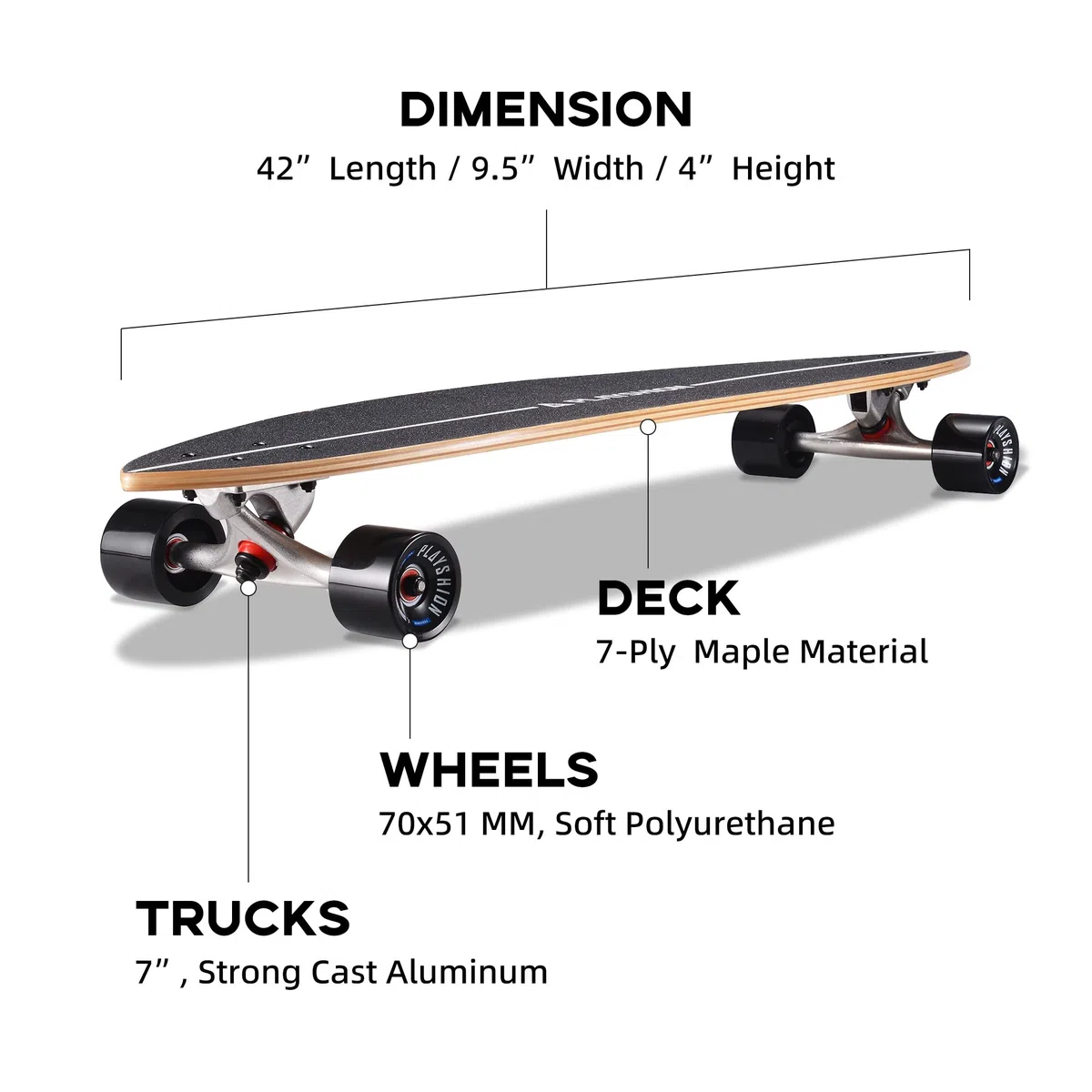 Playshion Longboard Drop-Through Freestyle, łożyska ABEC 11, 39"