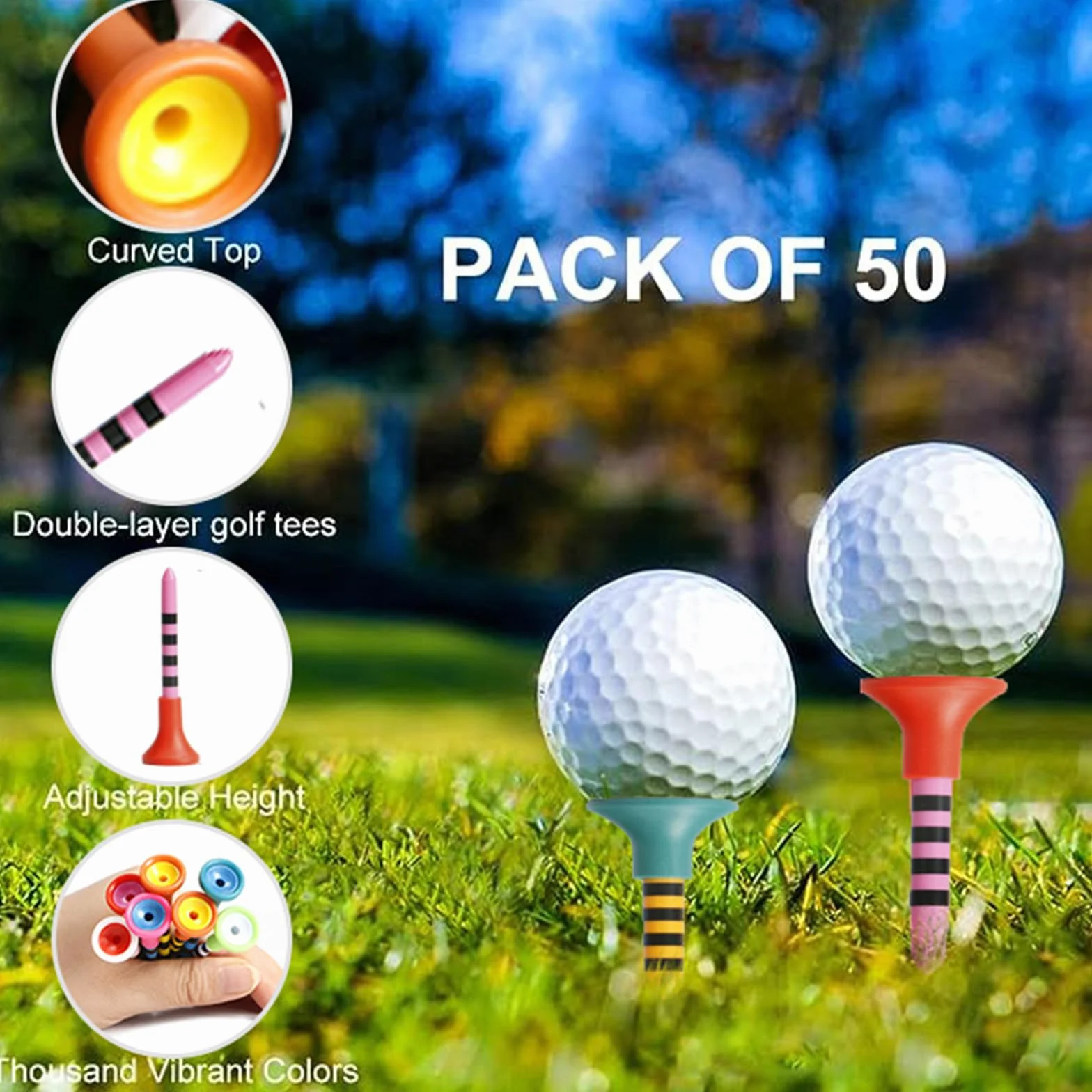 50 sztuk herbat golfowych z tworzywa sztucznego 83 mm (3-1/4") 70 mm (2 3/4") do herbaty golfowej, długie, plastikowe, różne kolory