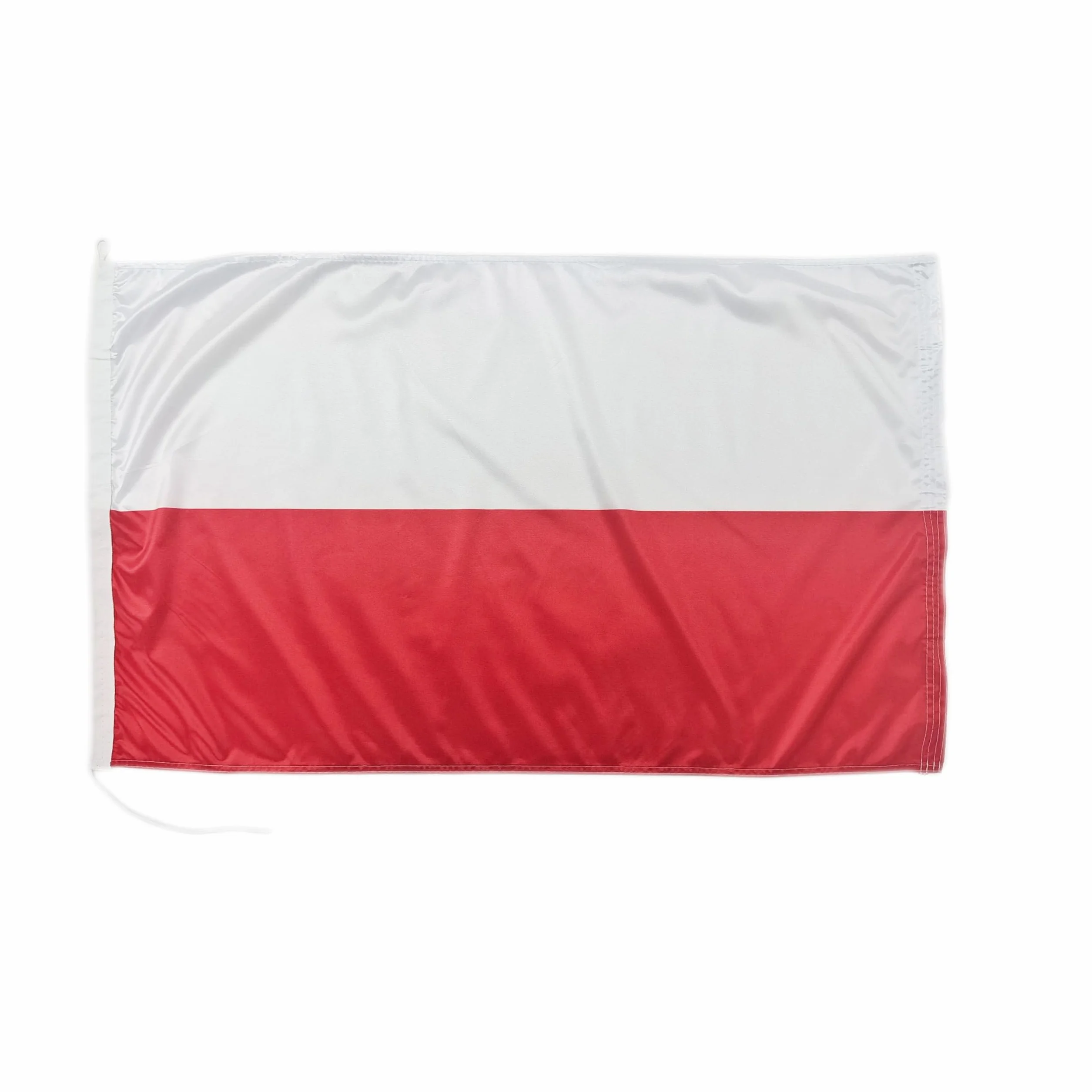 Polska flaga na łódź 60 x 90 cm. Gramatura materiału – zadrukowana, wytrzymała, z dzianiny i pętelką, flaga żeglarska, 60 x 90 cm (Polska)