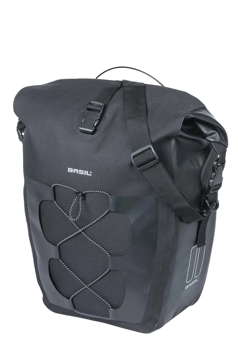 Basil Move MIK Studs torba na ramię rowerowa, 15 l, czarna, wodoodporna, z systemem MIK Studs, idealna do dojazdów do pracy i spędzania wolnego czasu