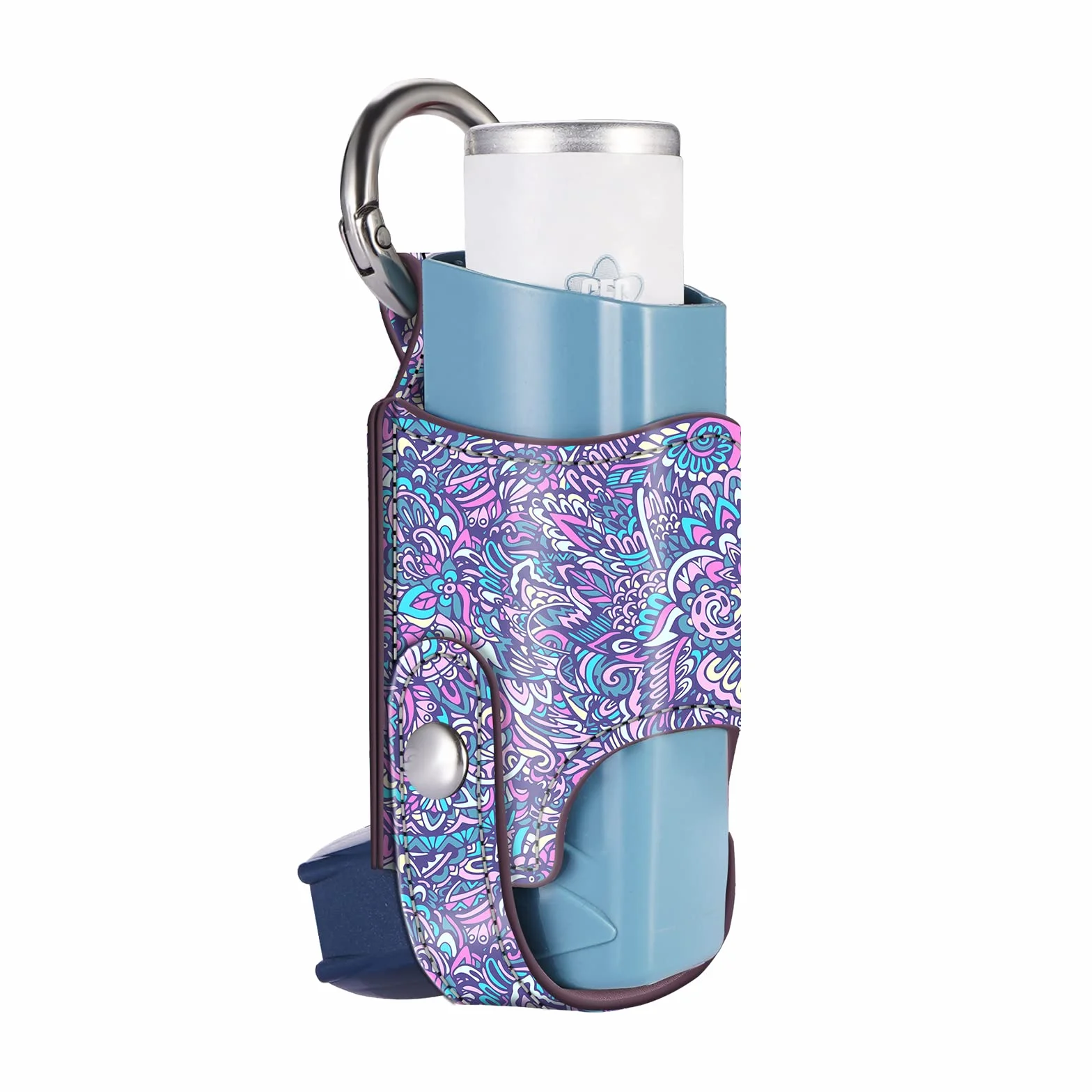 MEDMAX Uchwyt do inhalatora na astmę, etui ze sztucznej skóry, lekka torba do noszenia z karabińczykiem, uchwyt kompatybilny z inhalatorem Ventolin, (inhalator nie wchodzi w zakres dostawy, TYLKO