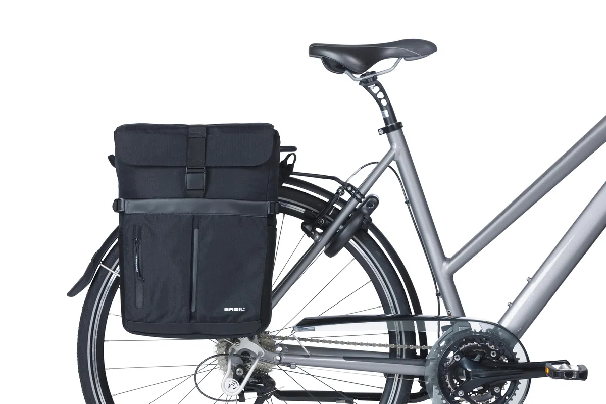 Basil Move MIK Studs torba na ramię rowerowa, 15 l, czarna, wodoodporna, z systemem MIK Studs, idealna do dojazdów do pracy i spędzania wolnego czasu