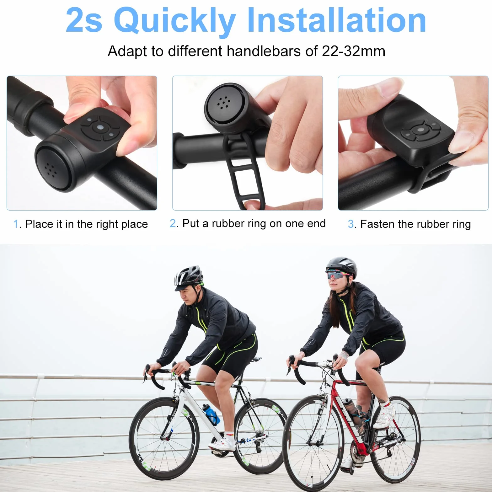 Flintronic Elektryczny dzwonek rowerowy, elektroniczny alarm klaksonowy, dzwonek rowerowy 120 dB, wodoodporny IPX4, przenośny klakson rowerowy USB do ładowania, z alarmem, 4 tryby dzwonka, czarny
